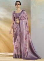 Silk Lilac Festival Wear Weaving Saree